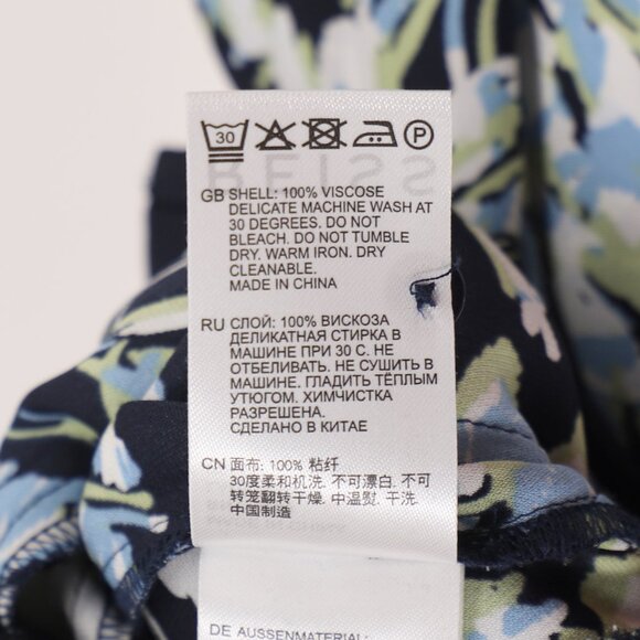 REISS Laura Floral Print Split Sleeve Blouse Blue Green Multicolor Size 8 - Picture 9 of 9